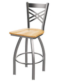 820 Catalina Stainless Steel 25 Swivel Counter Stool with Natural Oak Seat