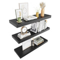 Colima Floating Shelves For Wall Black Wood Wall Shelf For Bedroom, 24 Inch Wall Mounted Floating Shelves For Bathroom Living Room Kitchen Office, 1.3' Thick Floating Book Shelves For Wall, Set Of 3