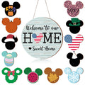 Qweryboo 13 Pcs Summer Mouse Door Sign Decor,Mouse Interchangeable Welcome Wooden Door Hanging Sign,Seasonal Welcome to Our Swee