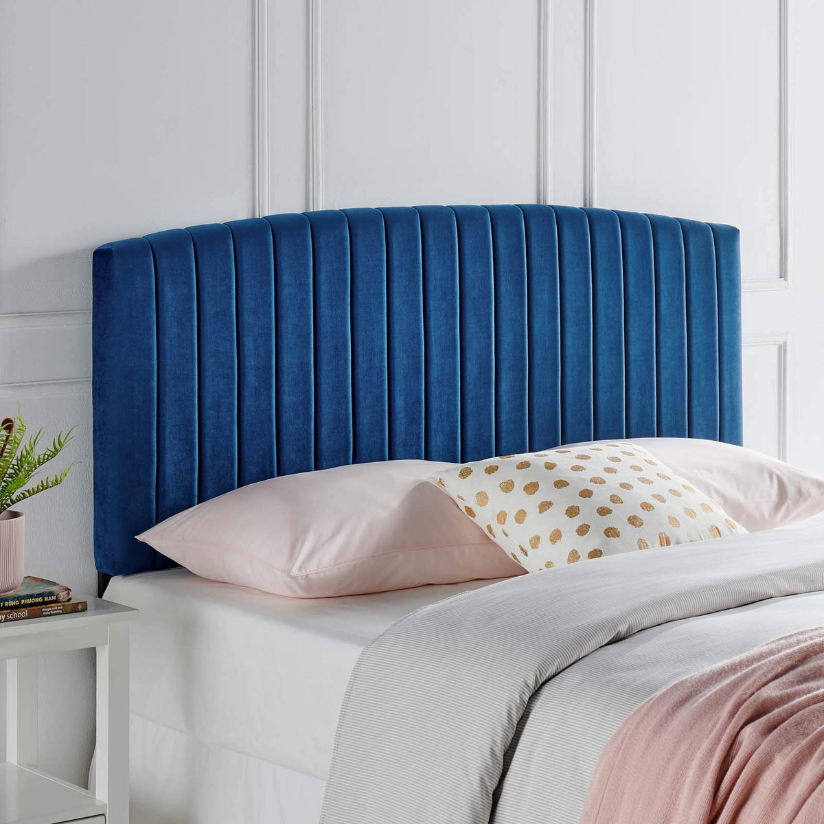 Modway Rebecca Performance Velvet California King Headboard, Navy