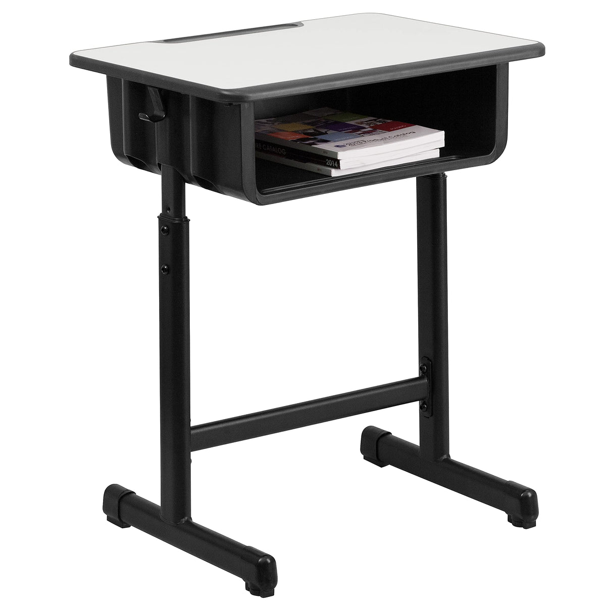 Flash Furniture Grey Open Front Desk Table, Black, Natural, &quot;23.625&quot;&quot;W X 17.75&quot;&quot;D X 31.5&quot;&quot;H&quot;