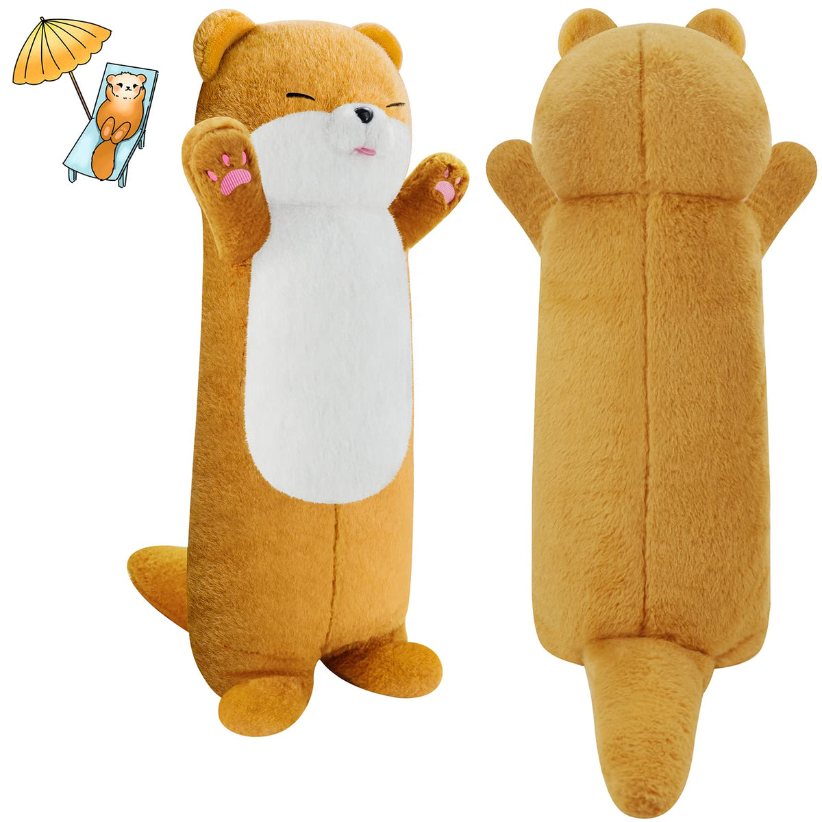 Gisqis Long Otter Plush Pillow, 25.2' Weighted Stuffed Animal Pillow Cute Kawaii Standing Sea Otter Body Plush Toy Soft Embrace