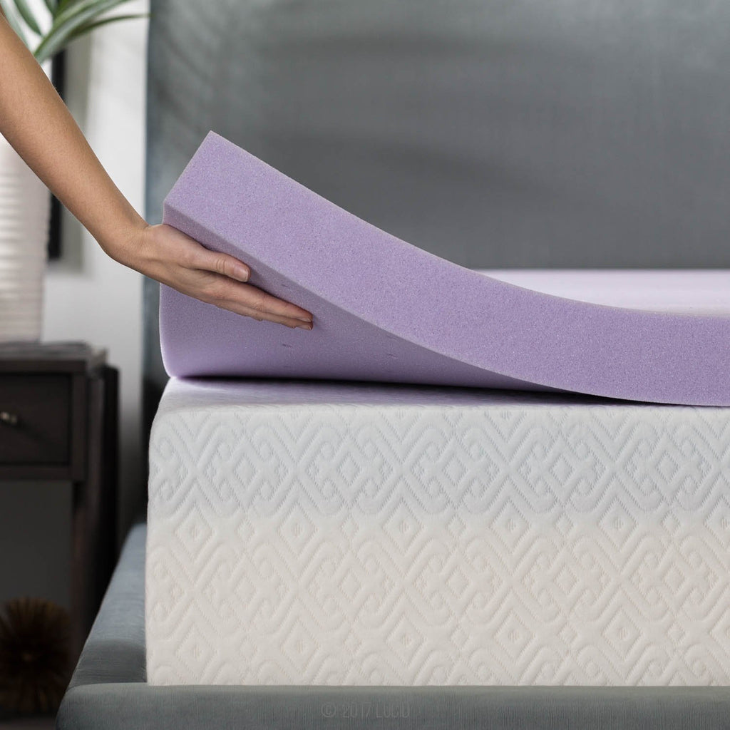 Lucid 3 Inch Lavender Infused Memory Foam Mattress Topper - Ventilated Design - Cal King Size
