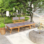 vidaXL Solid Acacia Wood Patio Daybed - Convertible Outdoor Bench to Day Bed with Cushion, Extra Leg Support and Washable Cover, Brown Frame & Dark Gray Cushion