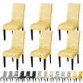Jqinhome Pattern Chair Covers For Dining Room Set Of 6, High Stretch Removable Washable Parsons Chair Slipcover For Home Party Hotel Wedding Ceremony (Quicksand Beige,6Pcs)