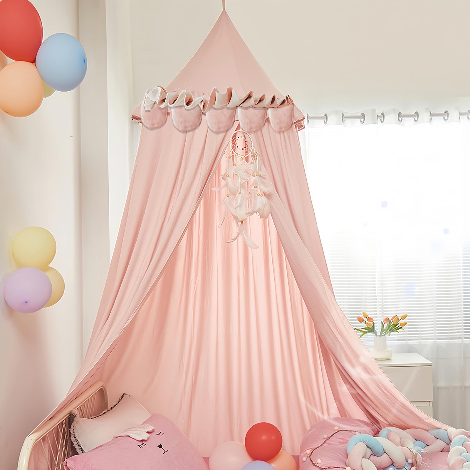 Upgrade Version Of Canopy For Kids Bed, Extra Large Canopy For Girls Room Decoration Princess Castle Play Tent Hanging House, Dr