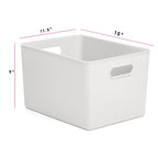 Superio Ribbed Collection - Decorative Plastic Open Home Storage Bins Organizer Baskets, X-Large Brown (1 Pack) Container Boxes