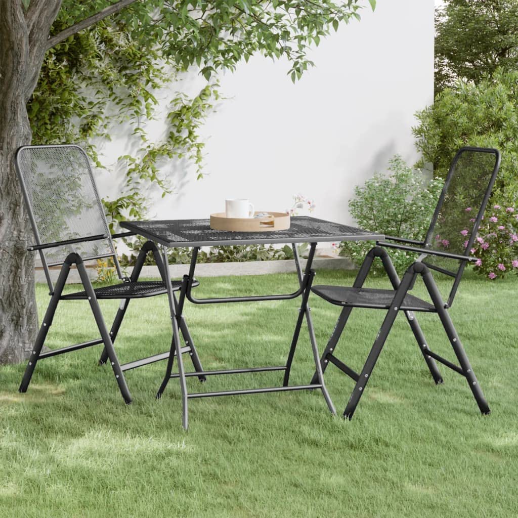 vidaXL Anthracite Square Patio Table - 31.5"x31.5"x28.3" - Durable Expanded Metal Mesh Build - Modern Design for Outdoor Dining