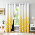 Metro Parlor Ombre Full Blackout Curtains 108 Inches Long 2 Panels For Living Room Bedroom Yellow White Moroccan Printed Grommet