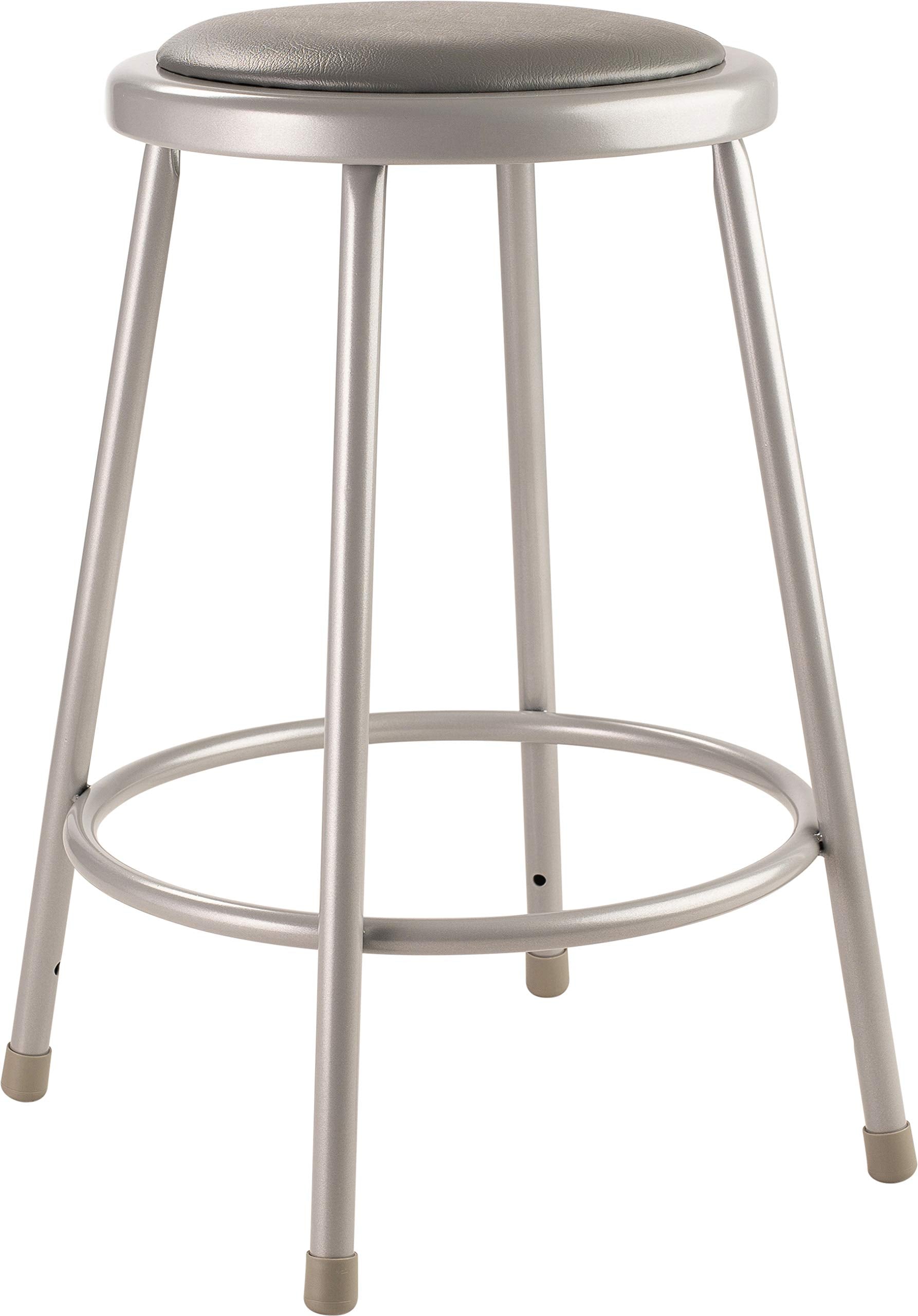 National Public Seating 6424 Grey Steel Stool with 24 Vinyl Upholstered Seat