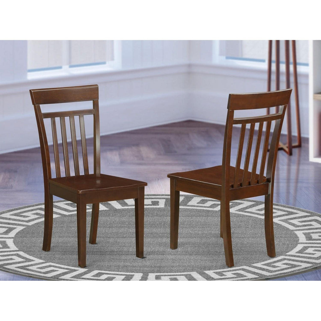 East West Furniture CAC-MAH-W Capri Dining Room Chairs - Slat Back Solid Wood Seat Chairs, Set of 2, Mahogany