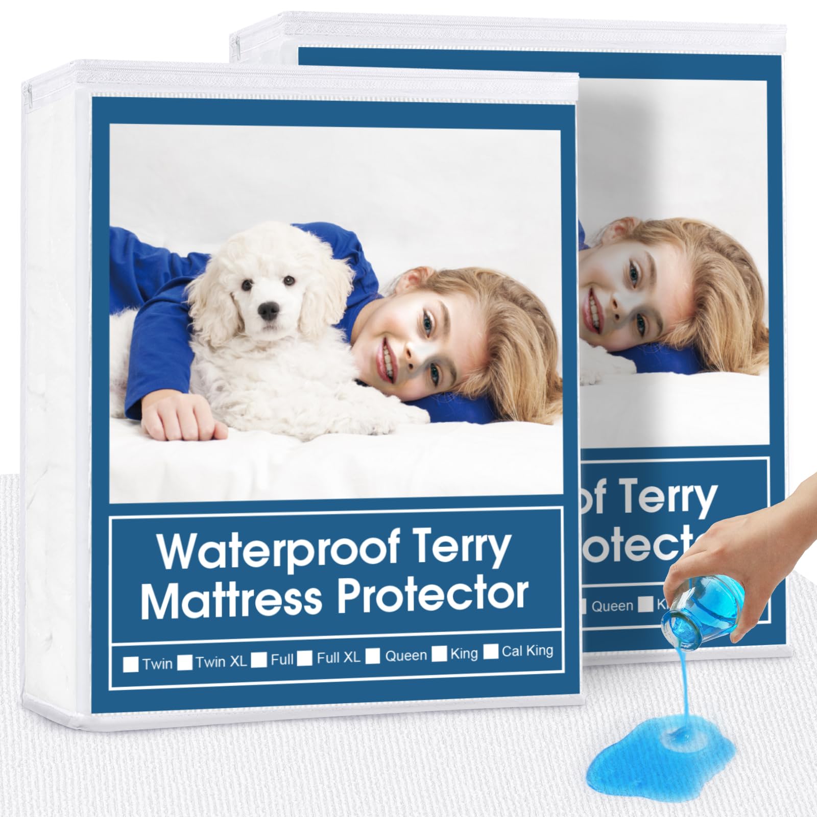 2 Pack Twin XL Mattress Protector Waterproof up - 14'' Noiseless & Breathable Mattress Topper Pad Cover Twin Extra Long Fitted S