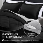Downluxe Queen Comforter Set - Black And Grey Comforter Set Queen, Soft Bedding Sets For All Seasons -3 Pieces - 1 Comforter (88'X92') And 2 Pillow Shams(20'X26')