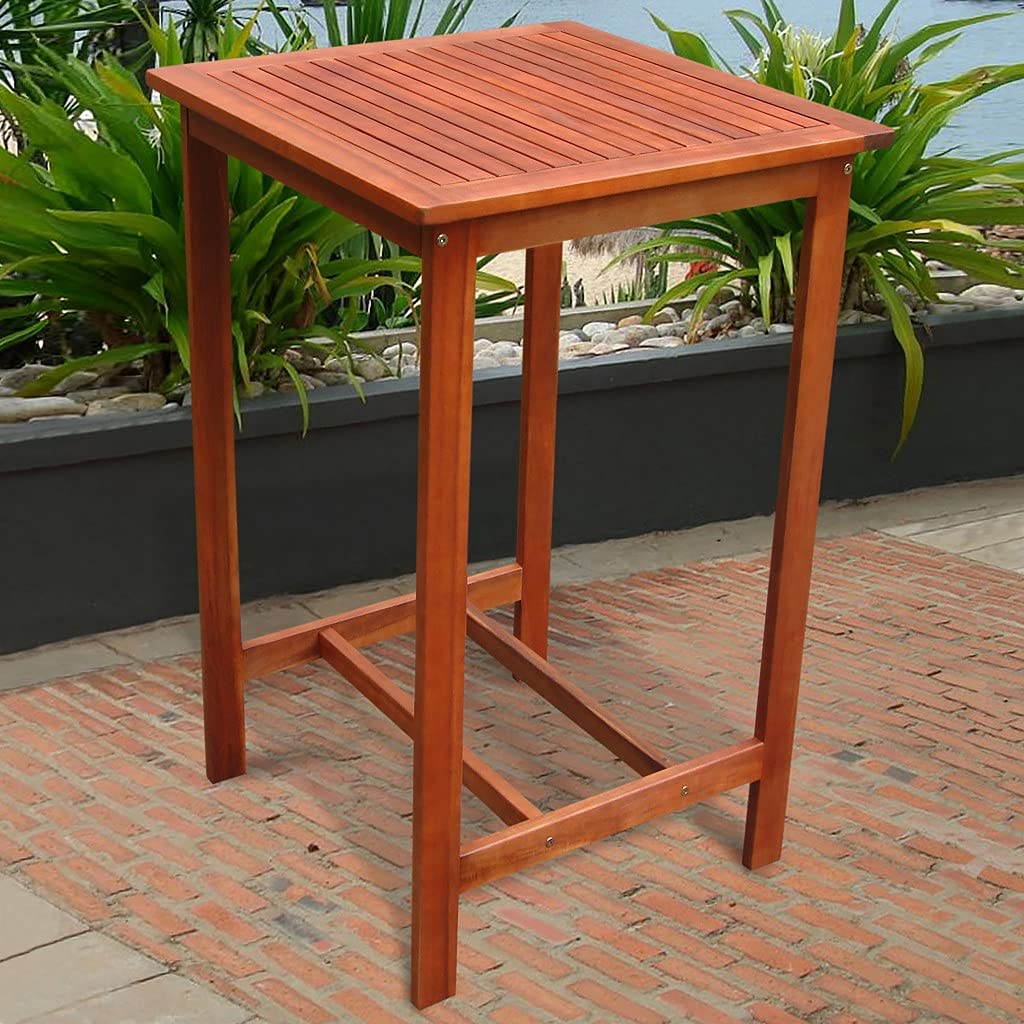 HomeRoots Eucalyptus Chestnut Brown Square Bar Table