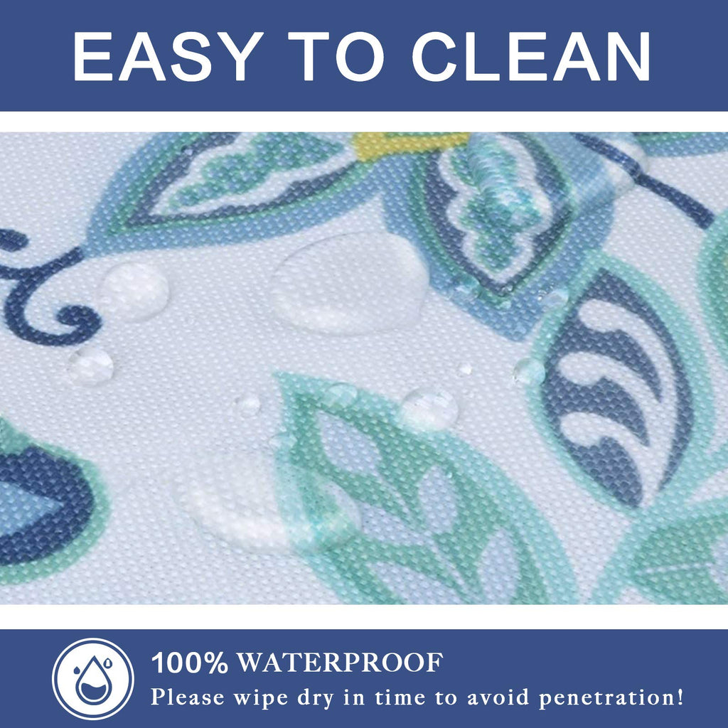 Umineux Outdoor Tablecloth With Umbrella Hole And Zipper, Spring/Summer Waterproof Table Cover For Picnic/Bbq/Garden(60' Round Navy&Green)