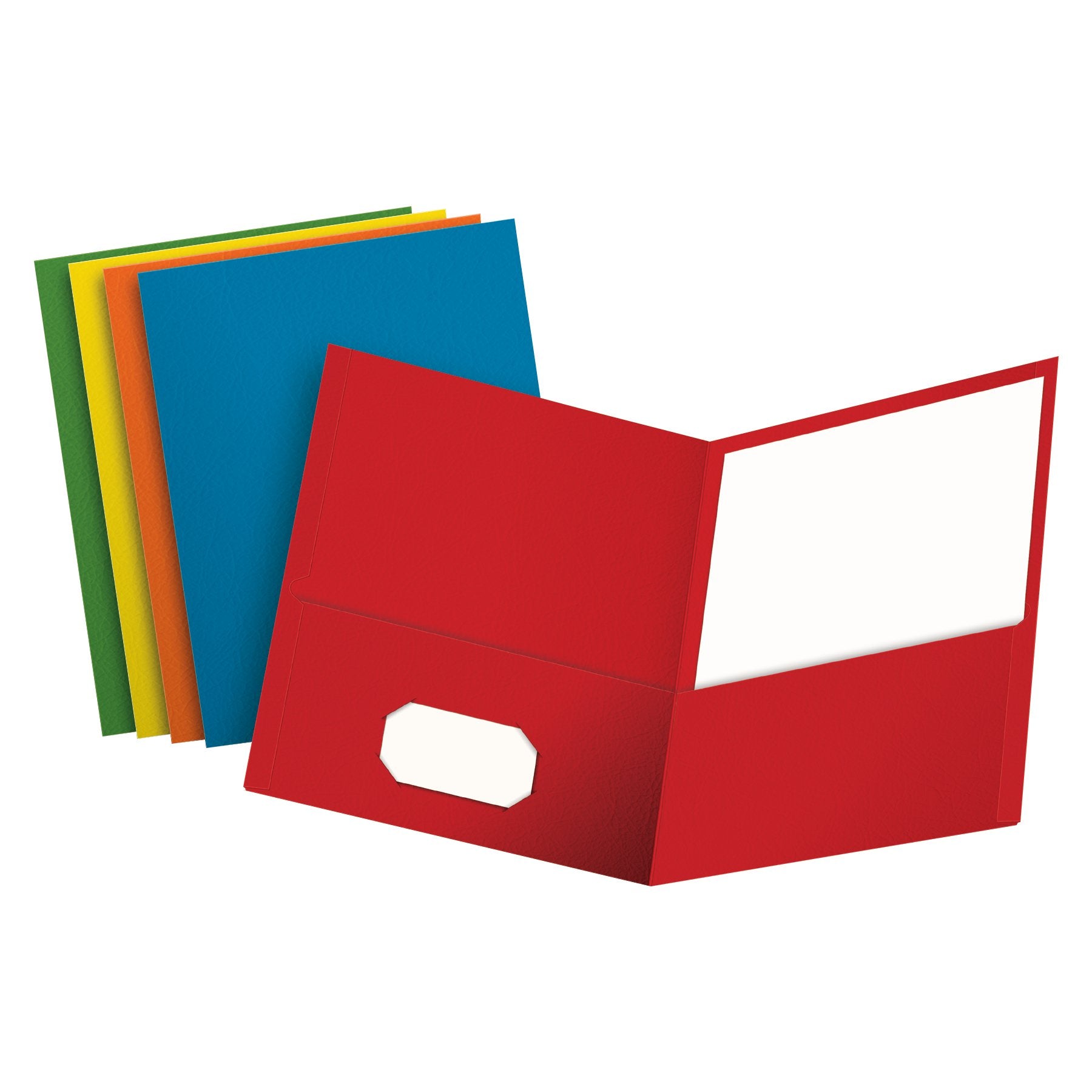 Oxford 2 Pocket Folders, Textured Paper, Assorted Colors (Light Blue, Red, Yellow, Orange, Green), Letter Size, 50 Per Box (6761