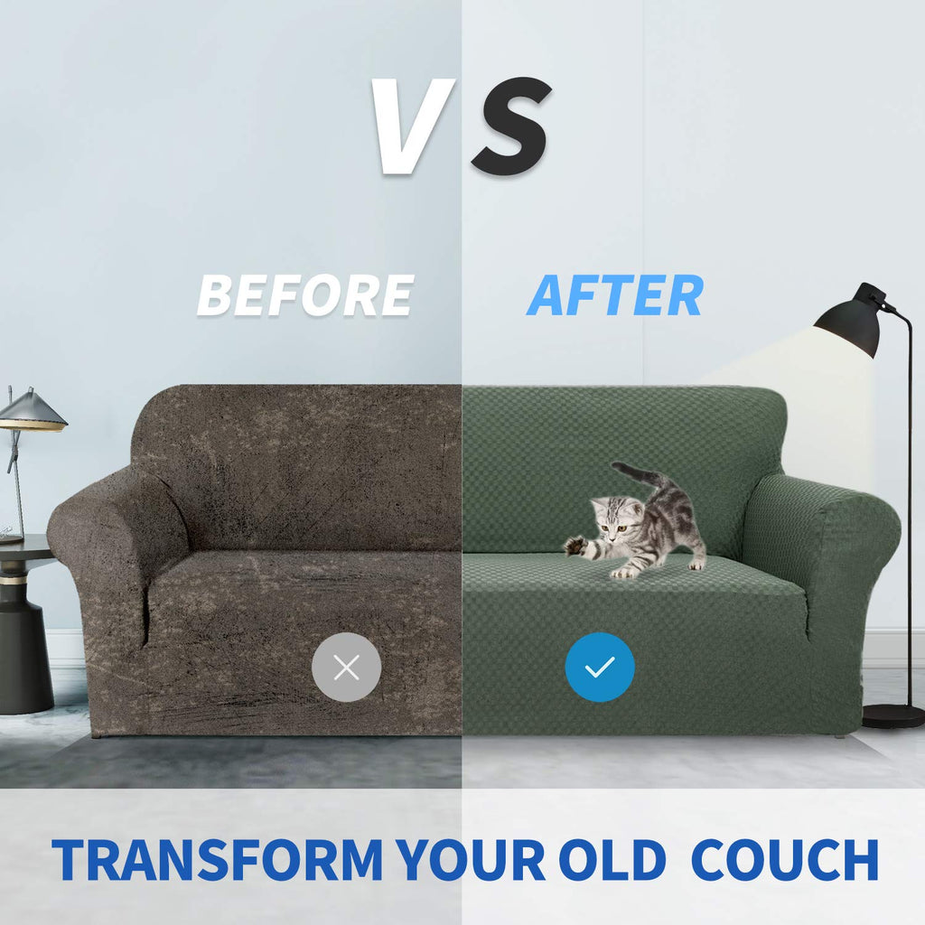 Znsayotx 1 Piece Jacquard Couch Covers For 3 Cushion Couch High Stretch Sofa Cover For Pets Dogs Anti Slip Extra Large Sofa Slipcovers Furniture Protector (Xl Sofa, Army Green)