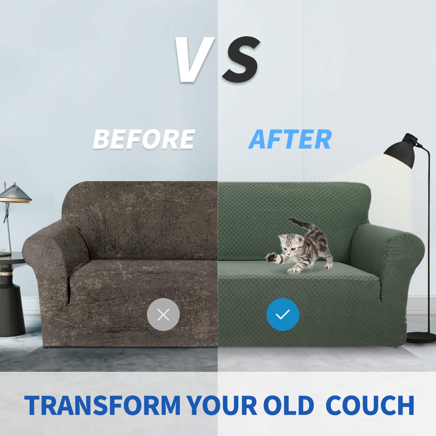 Znsayotx 1 Piece Jacquard Couch Covers For 3 Cushion Couch High Stretch Sofa Cover For Pets Dogs Anti Slip Extra Large Sofa Slipcovers Furniture Protector (Xl Sofa, Army Green)