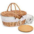 Gandeer Picnic Basket With Blankets And Bamboo Plates Picnic Supplies Set Basket With Lid And Handle Wicker Picnic Basket Sturdy