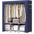 LOKEME Wardrobe Closet,Portable Closet for Bedroom Steel Pipe Diameter 19mm Strong and Sturdy Navy Blue Portable Closets for Han