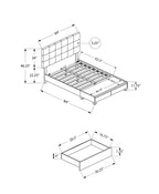 Monarch Specialties I 6021Q Bed, Queen Size, Platform, Bedroom, Frame, Upholstered, Linen Look, Wood Legs, Beige, Black, Transitional