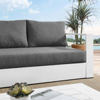 Modway Tahoe Patio Aluminum Sofa With White Charcoal Finish Eei-5676-Whi-Cha