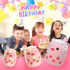 Athoinsu Light Up Strawberry Milky Tea Plush Pillow 15' Kawaii Stuffed Bubble Animal Toy With Led Lights Birthday Christmas Hol