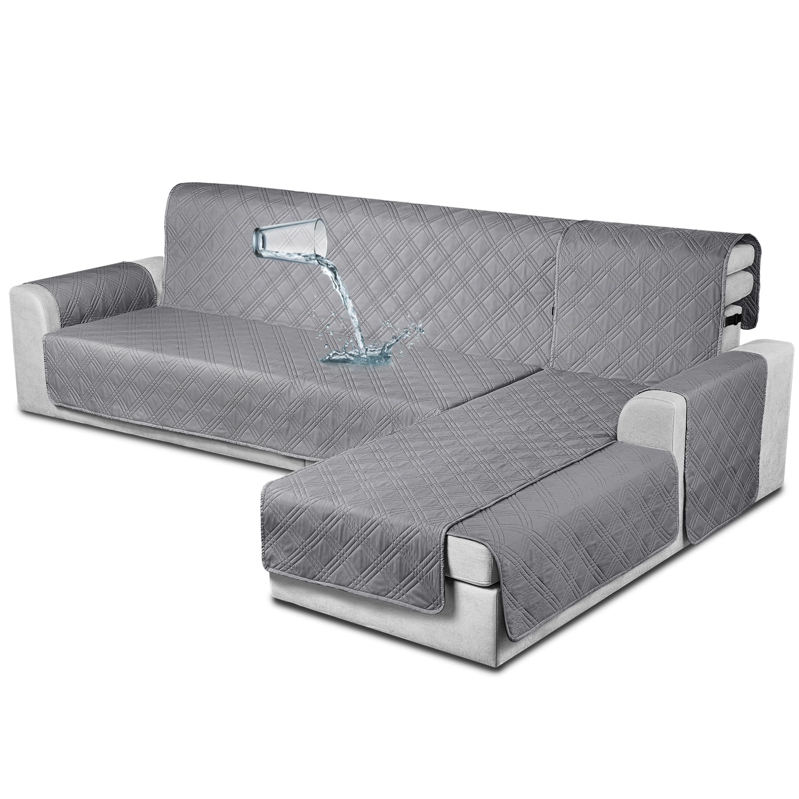 Taococo Waterproof Sectional Couch Covers L Shaped Sofa Covers Chaise Lounge Cover 3Pcs Reversible Sofa Covers For Sectional Sof