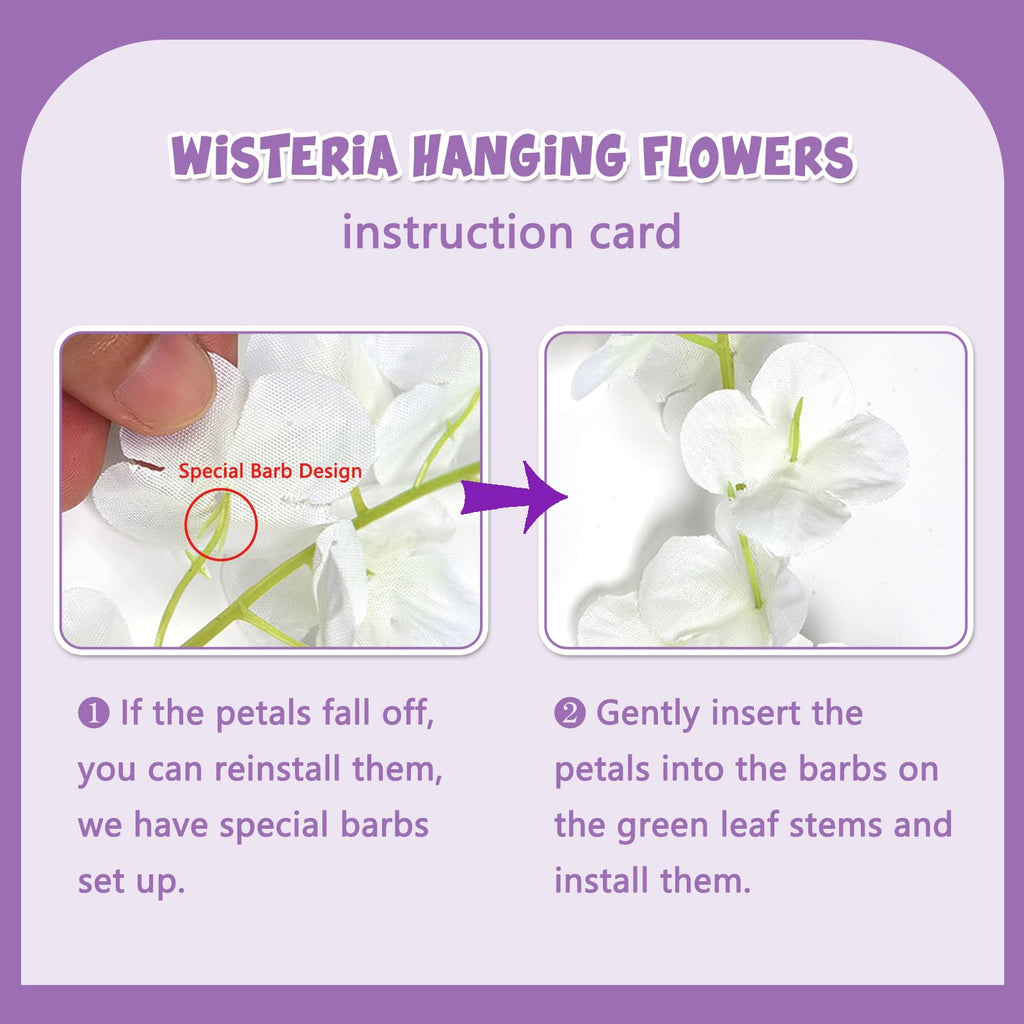 5 Pack Purple Flower Vines, Purple Wisteria Hanging Flowers, Fake Purple Wisteria, 3.77 Feet Purple Artificial Wisteria Flowers,