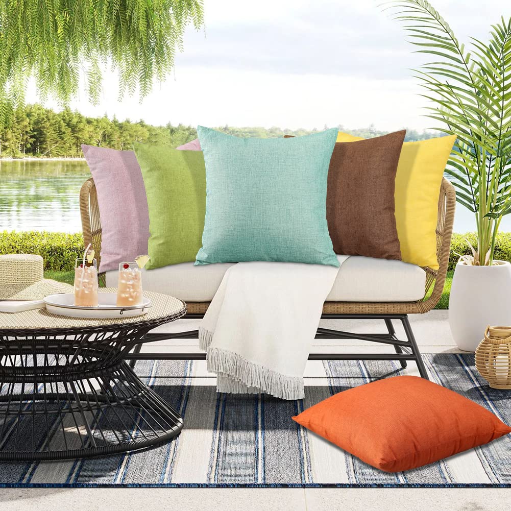 Otostar Pack Of 4 Outdoor Throw Pillow Covers 18 X 18 Inch Garden Decorative Waterproof Pillow Covers Square Outdoor Pillowcases