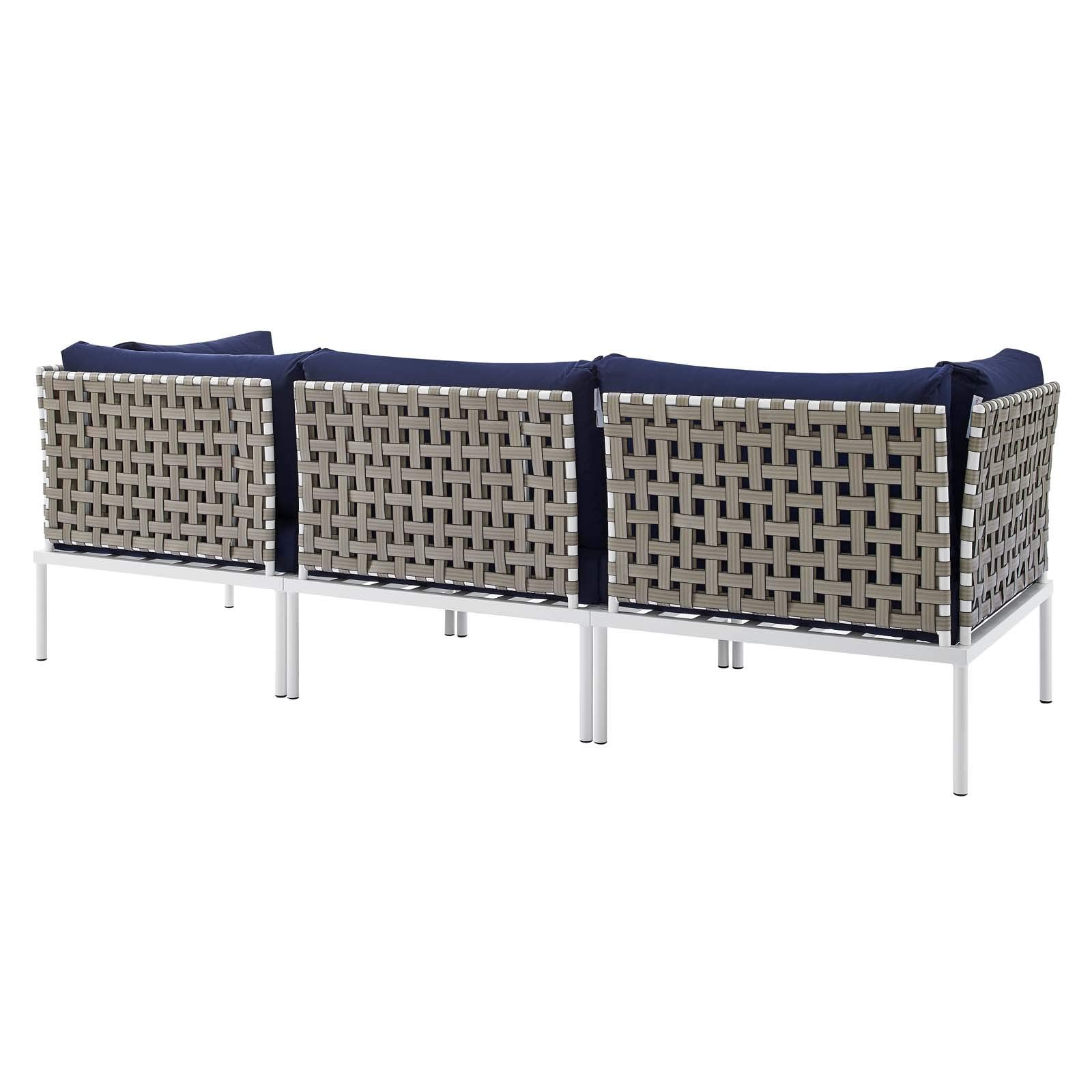 Modway EEI-4966-TAN-NAV Harmony Outdoor Patio Aluminum Sofa, Tan Navy