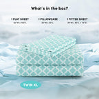Comfort Spaces Cooling Sheets, Moisture Wicking Coolmax Sheets, Soft Sheet Set, Cooling Bed Sheets For Hot Sleepers, Elastic Deep Pocket Fits Up To 16' Mattress, Twin Xl Quatrefoil Aqua 3 Piece