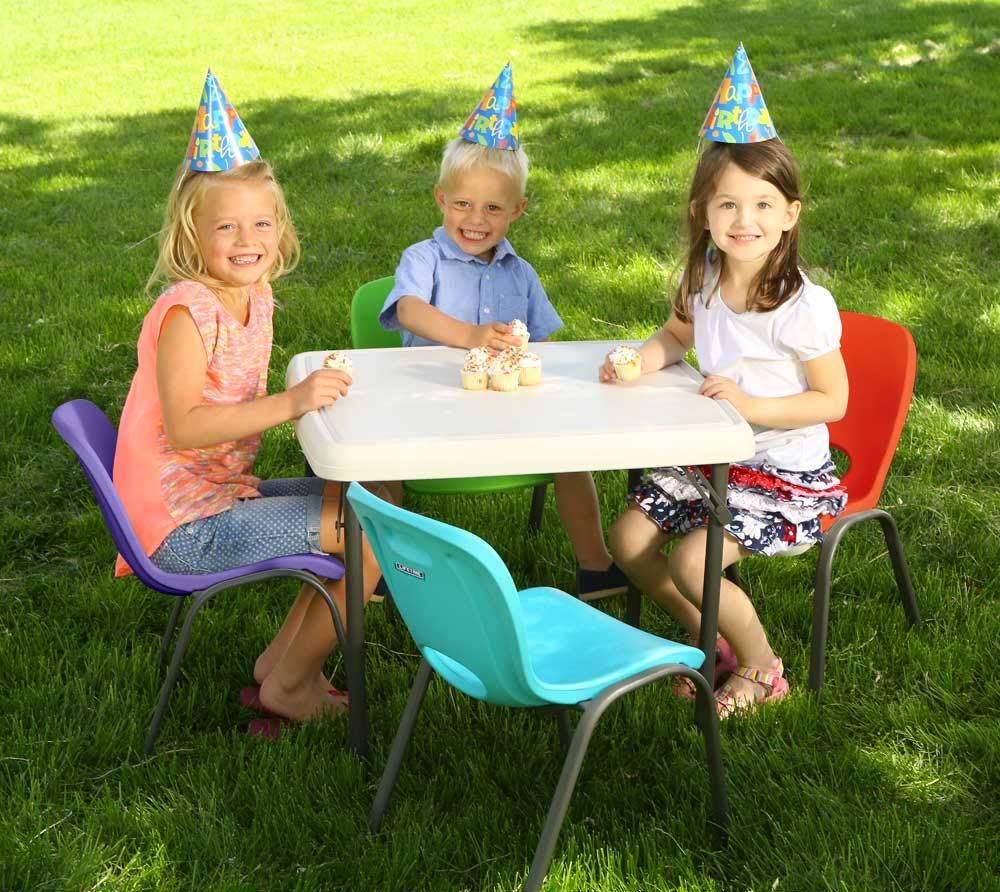 Lifetime 80472 Kids Stacking Chair (4 Pack), Glacier Blue