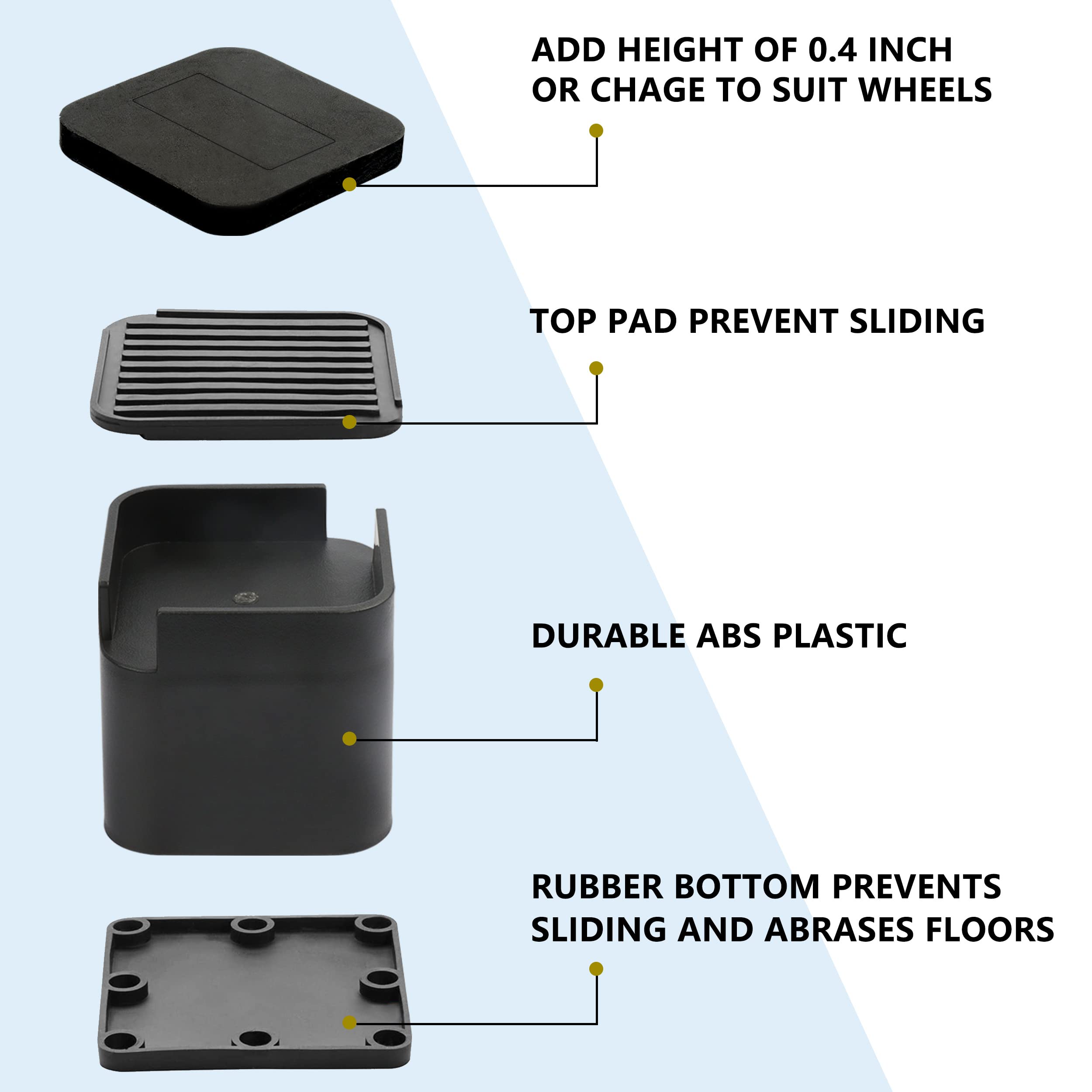 Btsd-Home Adjustable Bed And Furniture Risers Elevator Up To 3 Or 4 Inch Heavy Duty Bed Risers For Dorm Table Couch Sofa Wheels