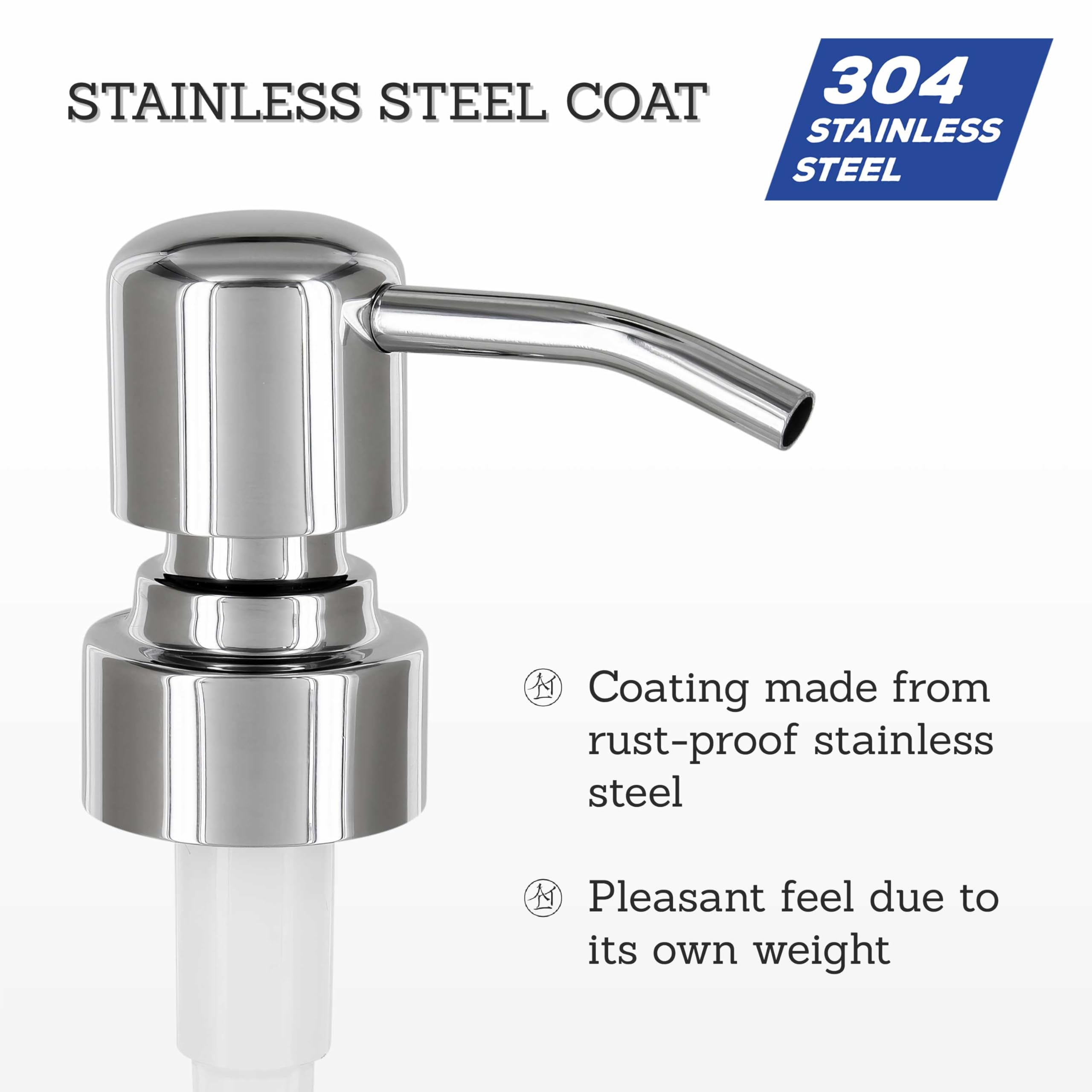 Altglas Four Pack - 4X Stainless Steel Soap Dispenser Pump 'Zagreb' As Replacement For Liquid Hand Soap Bottles (Silver Chrome)