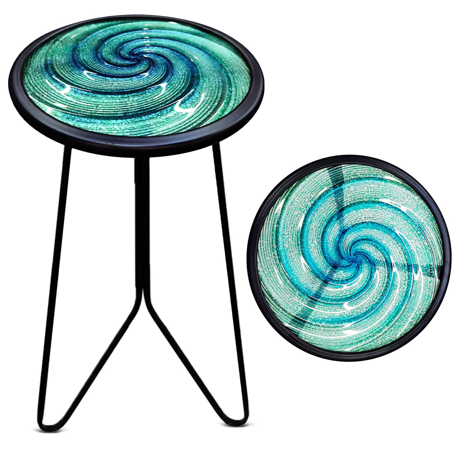 Liffy Patio Side Table, Small Round End Table, Metal Side Table Outdoor, Small Porch Table For Indoor Balcony Furniture Decor (G