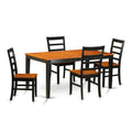 East West Furniture NIPF5-BCH-W 5 Piece Kitchen Table & Chairs Set Includes a Rectangle Dining Room Table with Butterfly Leaf and 4 Solid Wood Seat Chairs, 36x66 Inch, Black & Cherry