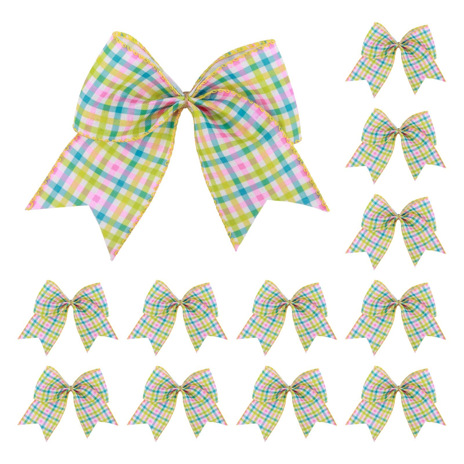 Meseey 12 Pcs 6 Inch Easter Burlap Bows Spring Bunny Bow for Gift Wrapping Tree Topper Front Door Party Home Decorations (Easter
