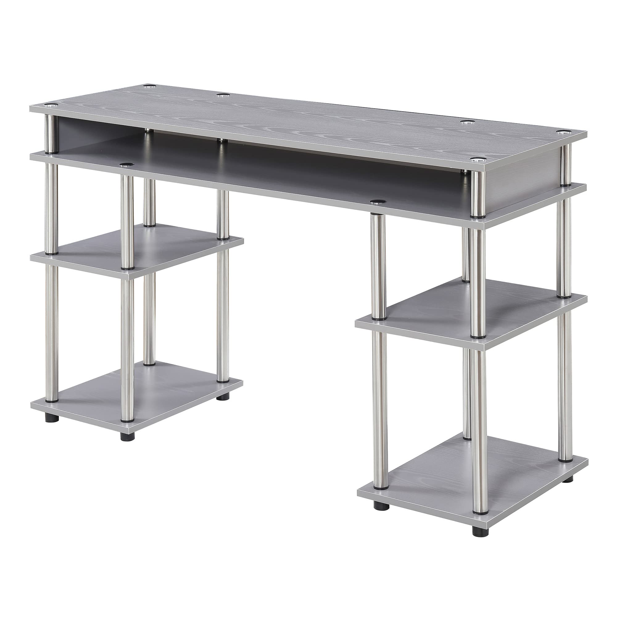 Convenience Concepts Designs2Go No Tools Student Desk in Light Gray Wood Finish