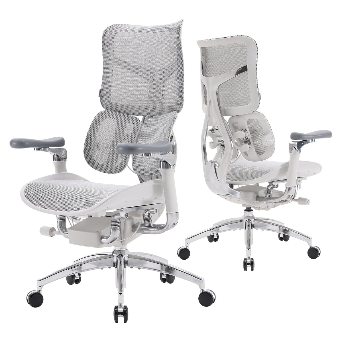 Sihoo Doro S300 Ergonomic Office Chair, Computer Chair, Gaming Chair With Dual Dynamic Lumbar Support, 6D Coordinated Armrests, Adjustable Rolling Chair (White Italian Velvet Mesh)