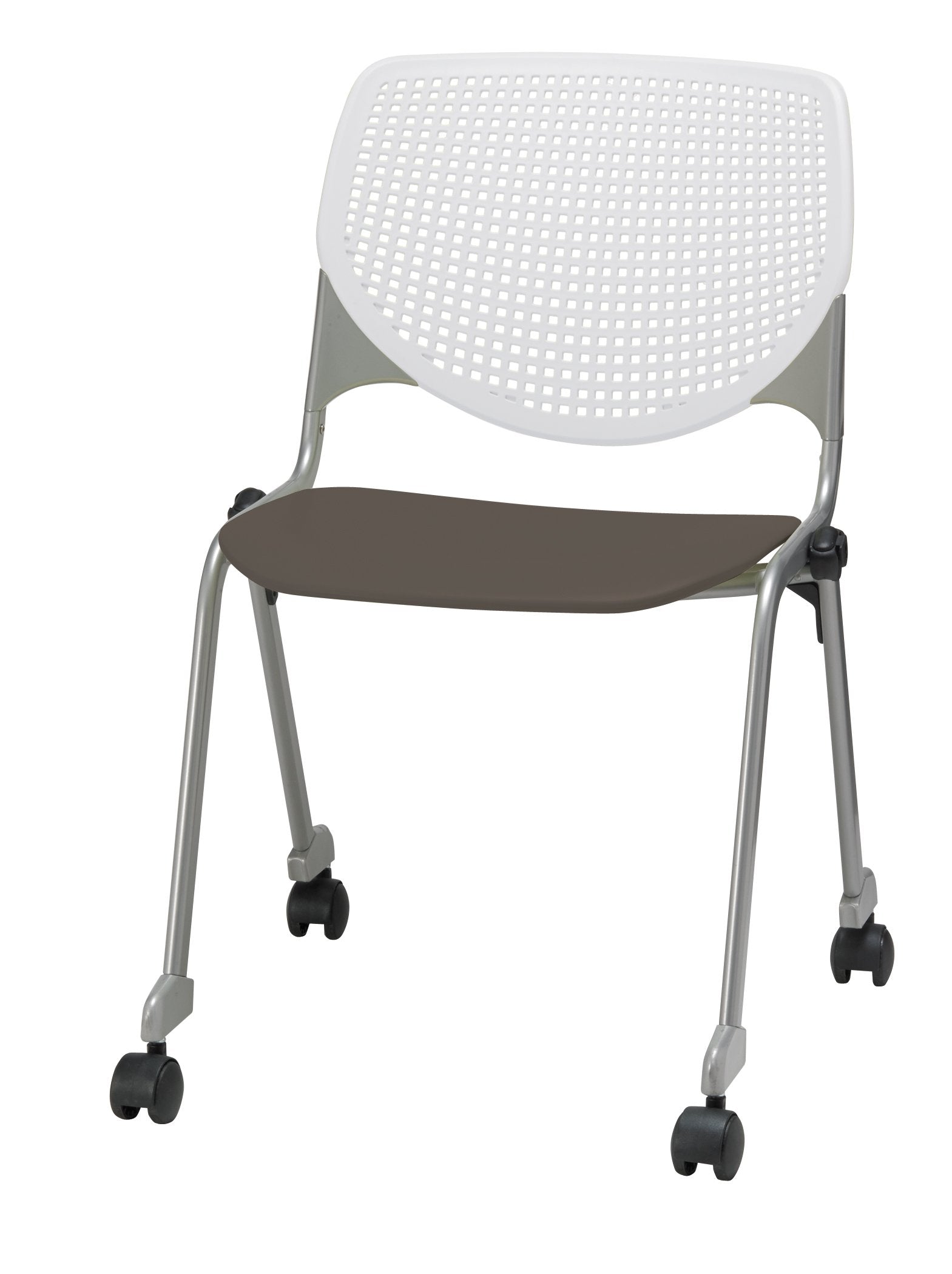 KFI Stacking Chair - Brownstone, White - 1 Each