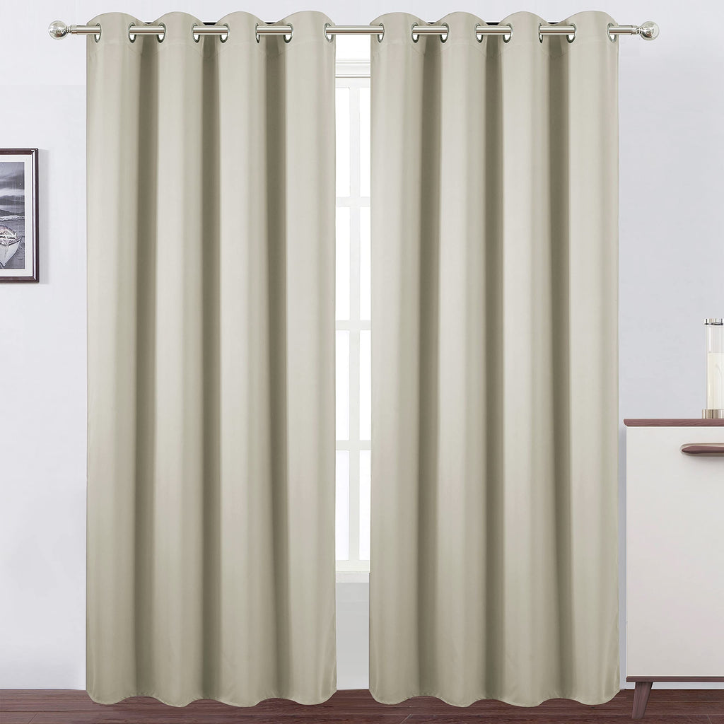 Lemomo Blackout Curtains 66 X 84 Inch/Light Beige Curtains Set Of 2 Panels/Thermal Insulated Room Darkening Bedroom Curtains