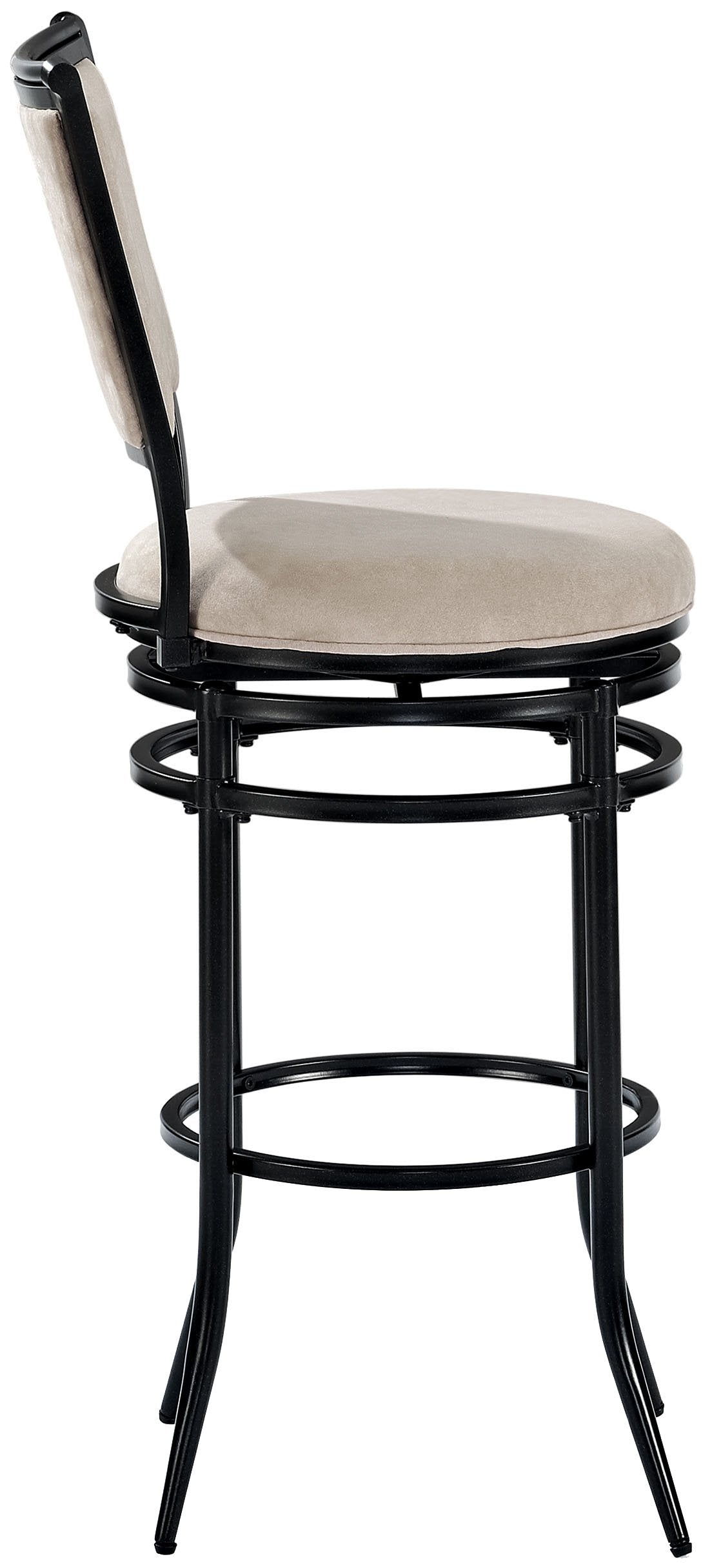 Crosley Furniture Rachel Bar Stool with Upholstered Seat and Back, Black with Beige Cushion, 30-inch
