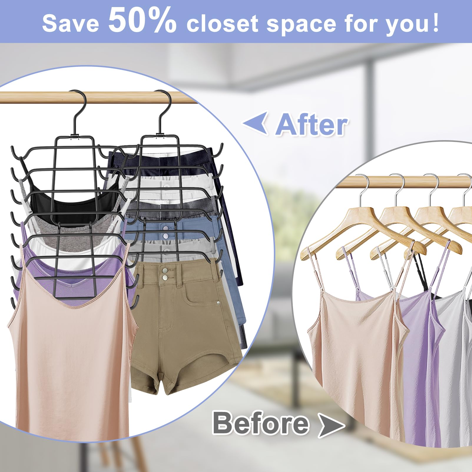 3Pcs Tank Top Hangers Space Saving Hanger Organizer Bra Hangers For Closet Organizer 360 Rotating Metal Closet Organizers And St