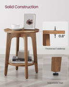 VASAGLE Set of 2 Round Side Tables Rustic Walnut Engineered Wood 15.8"Dia.