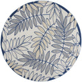 HomeRoots 479352 8 x 8 ft. Ivory & Navy Floral Non Skid Indoor & Outdoor Round Area Rug