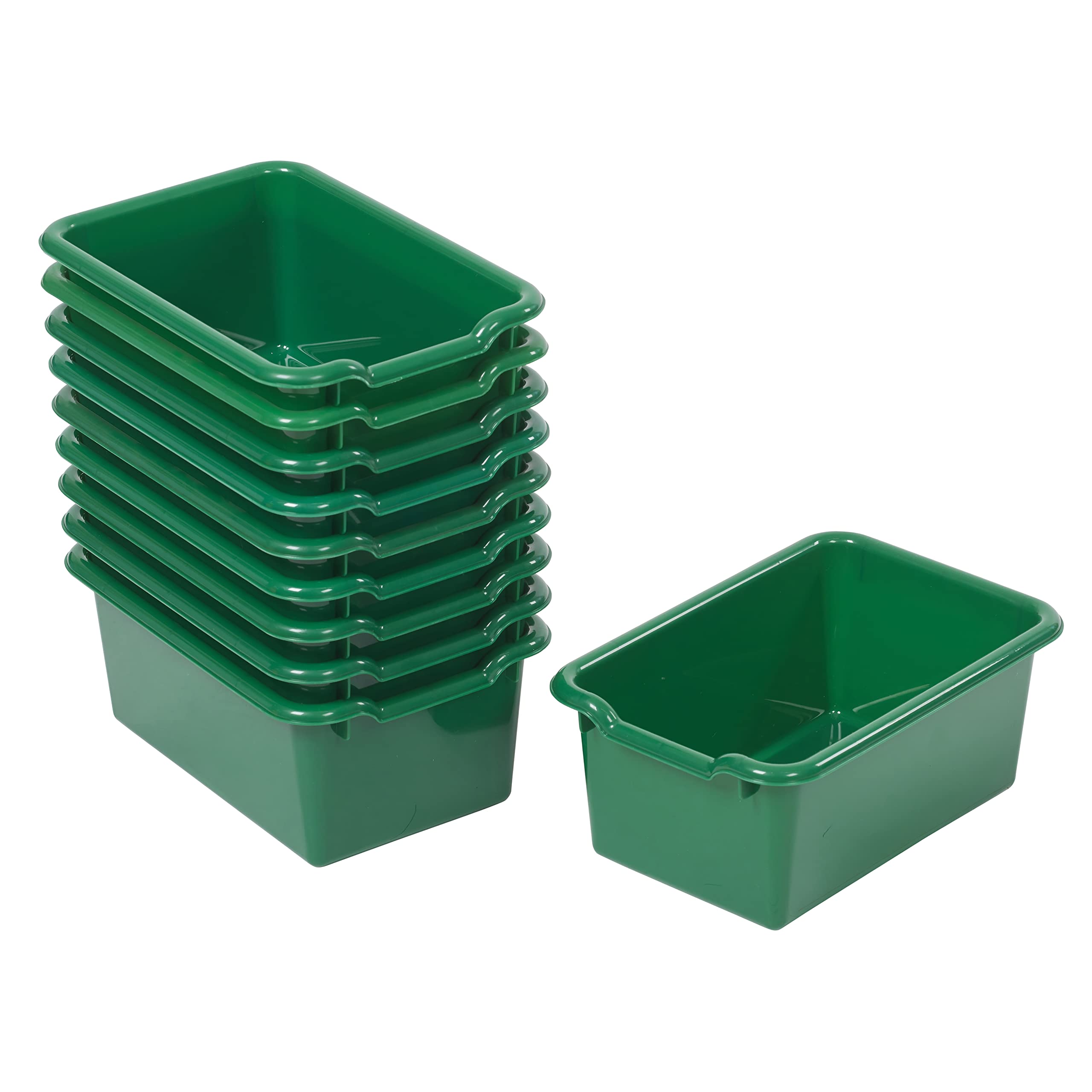 Ecr4Kids Scoop Front Storage Bins, Multipurpose Organization, Green, 10-Piece