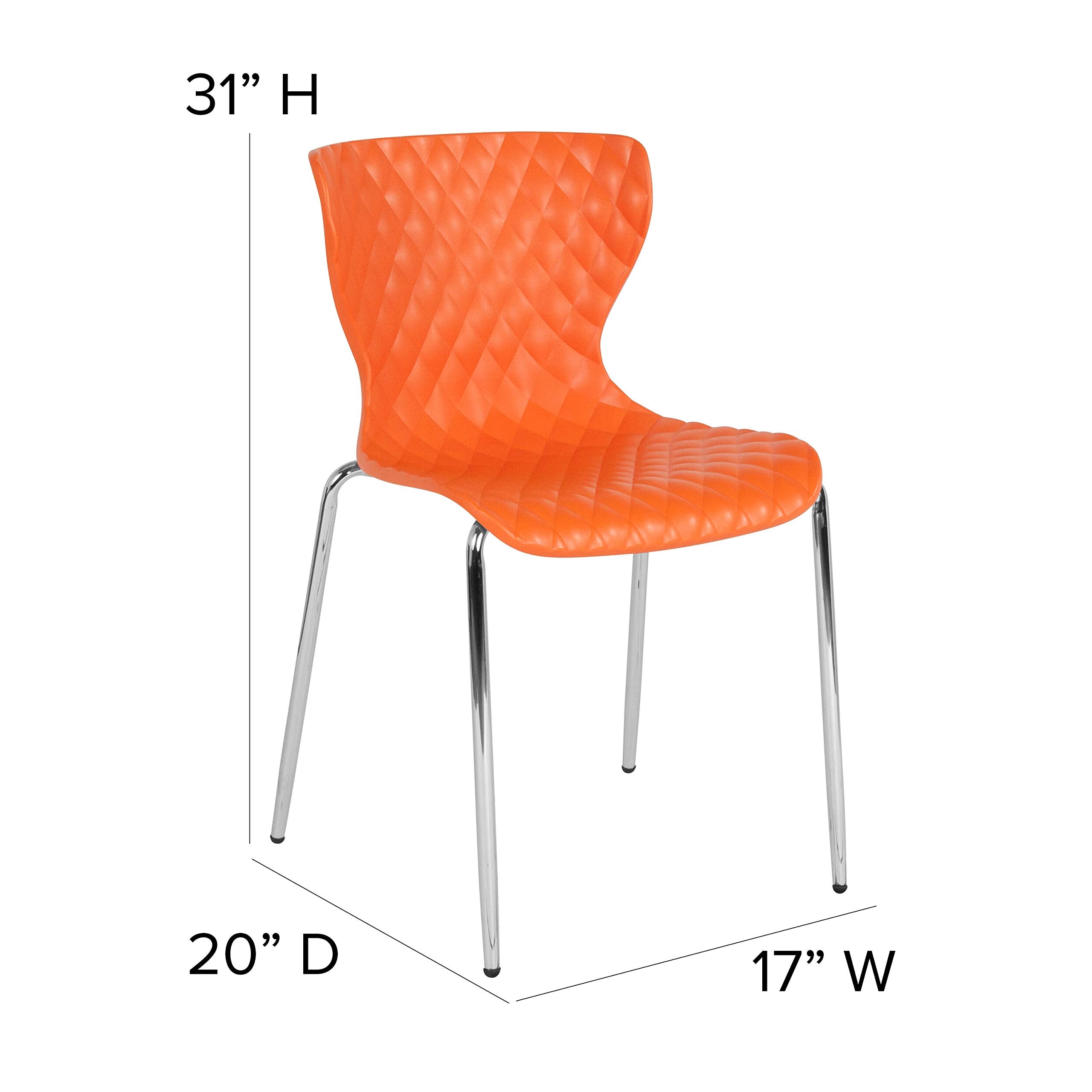 Flash Furniture Lowell Contemporary Design Orange Plastic Stack Chair