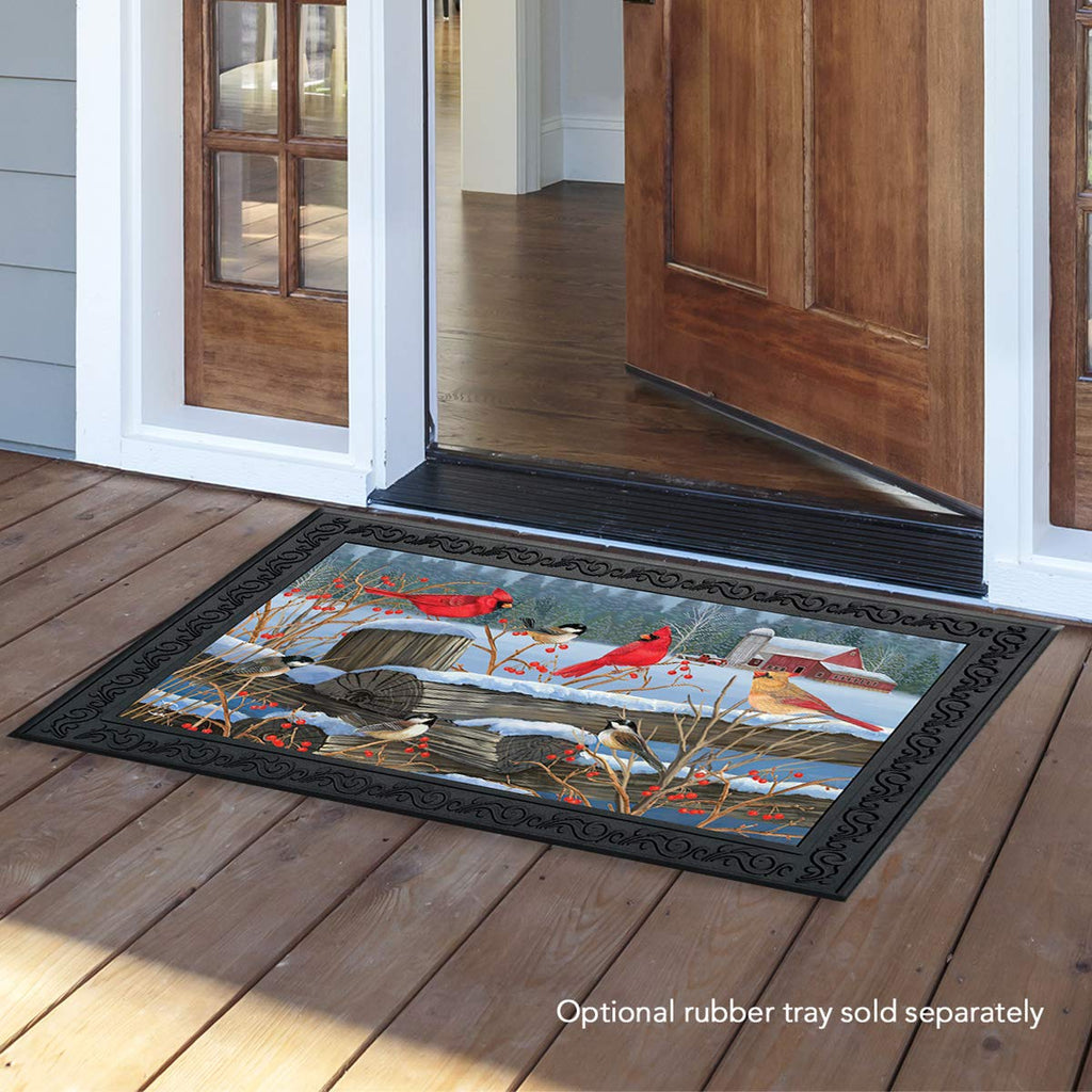 Briarwood Lane Birds Of Winter Cardinals Doormat Snowy Indoor/Outdoor 30' X 18'