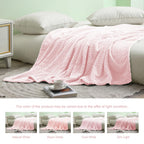 Exclusivo Mezcla Light Pink Fleece Twin Size Blanket For Bed, 90X66 Inches Soft Cozy 3D Decorative Jacquard Flannel Blankets, Li